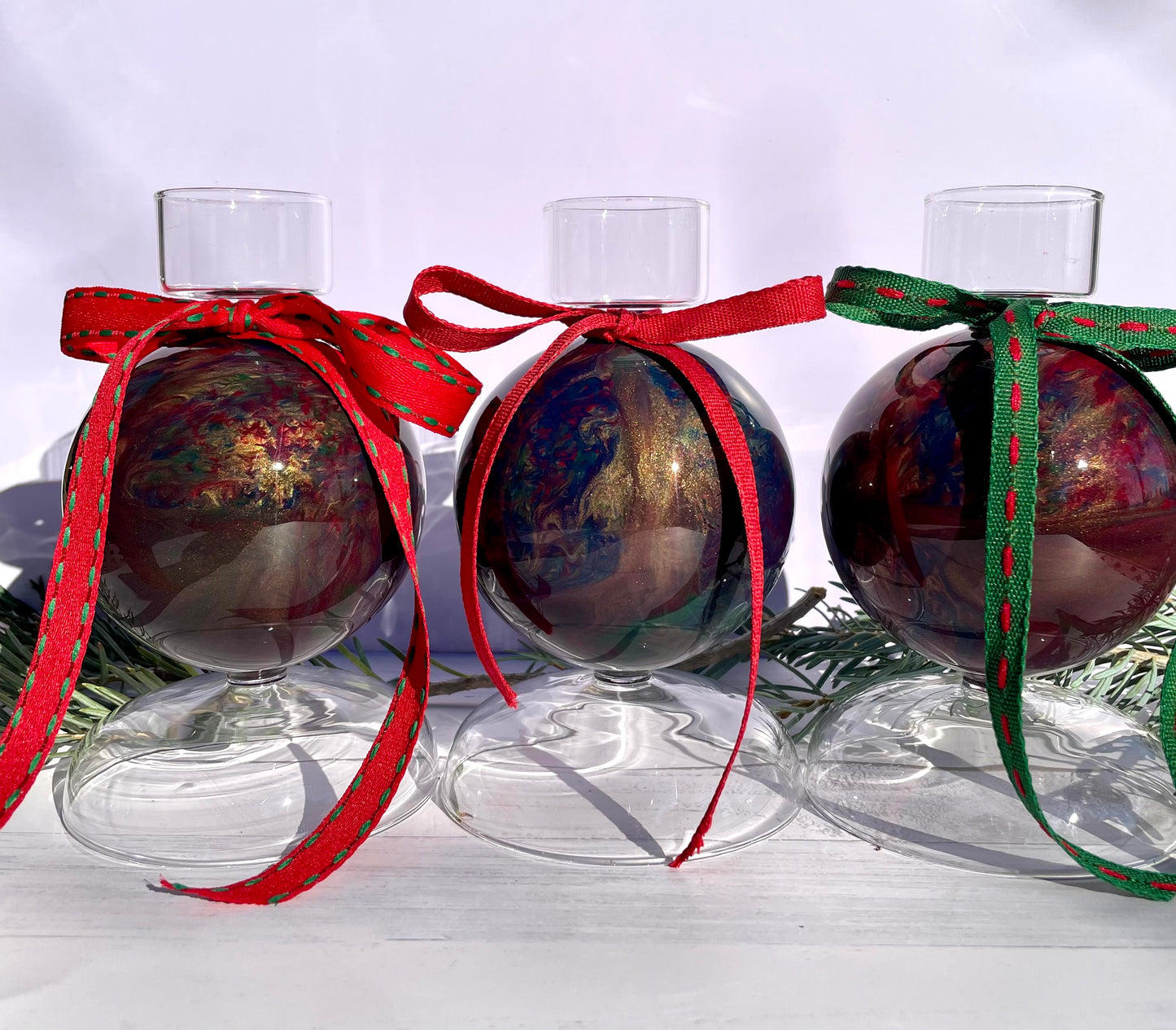 Hand Painted Glass Tea Light Holders