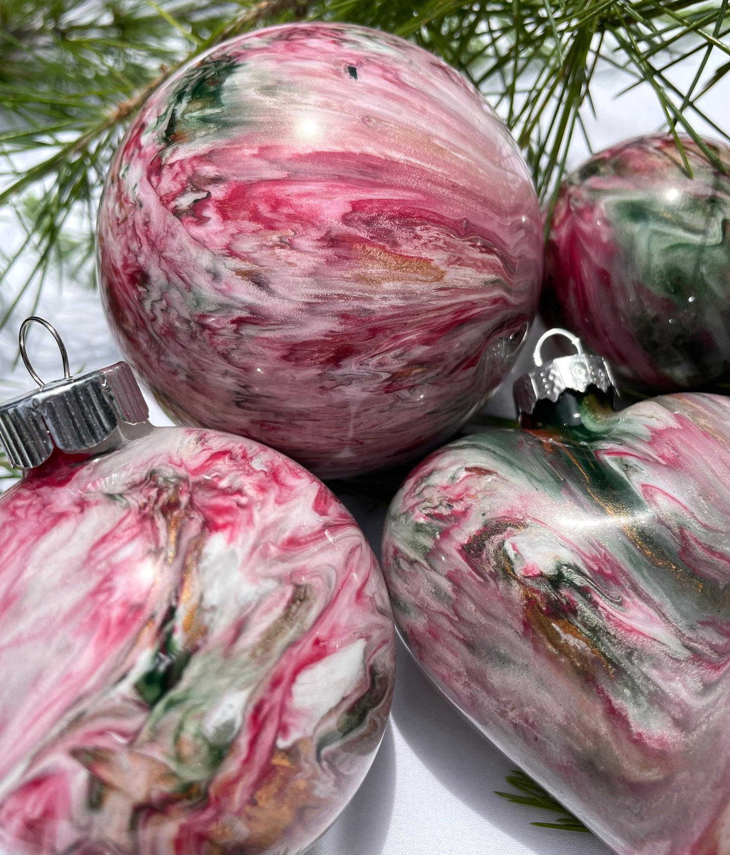 Modern Christmas - Hand Painted Glass Baubles