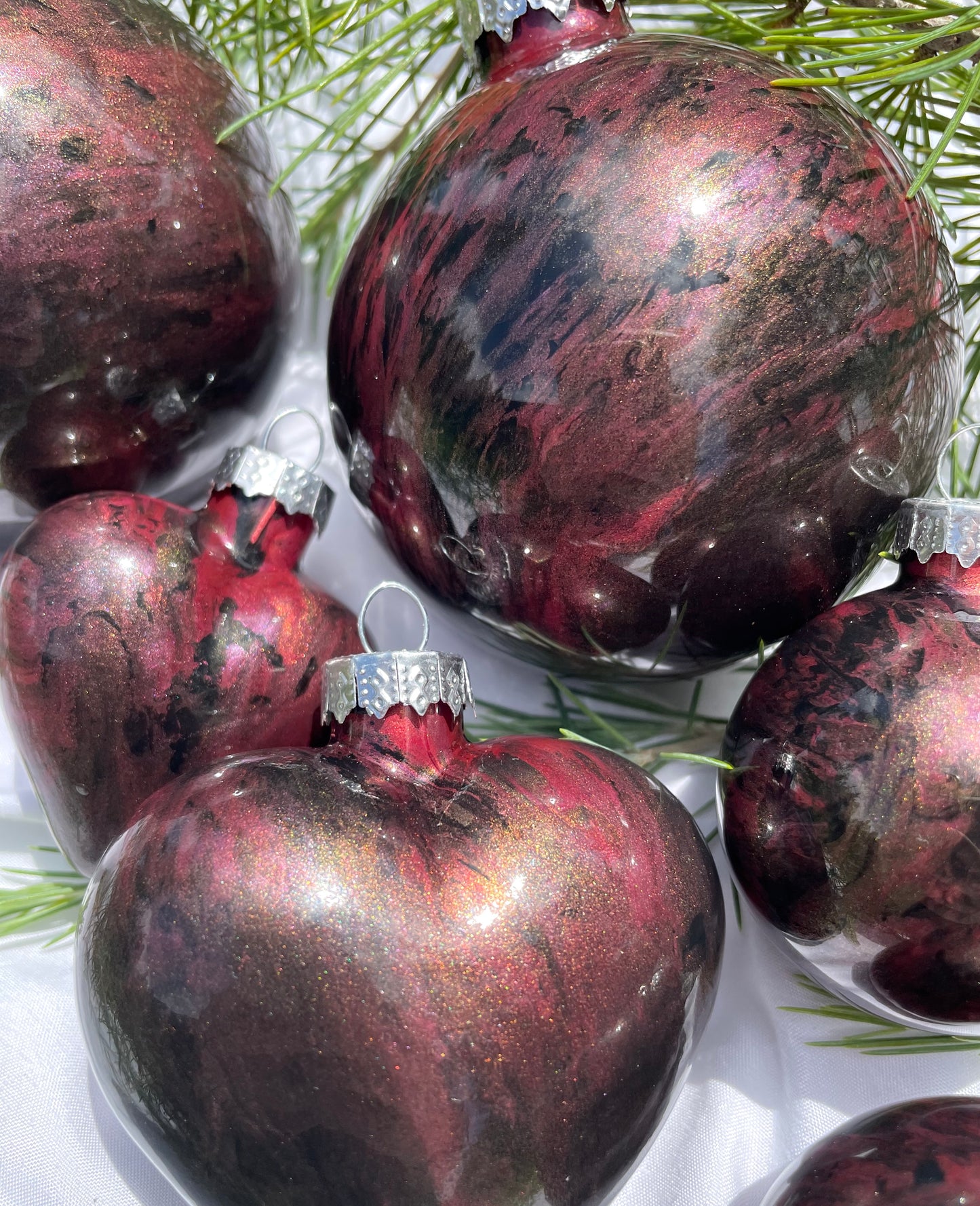 Red Wine Supernova - Hand Painted Glass Baubles