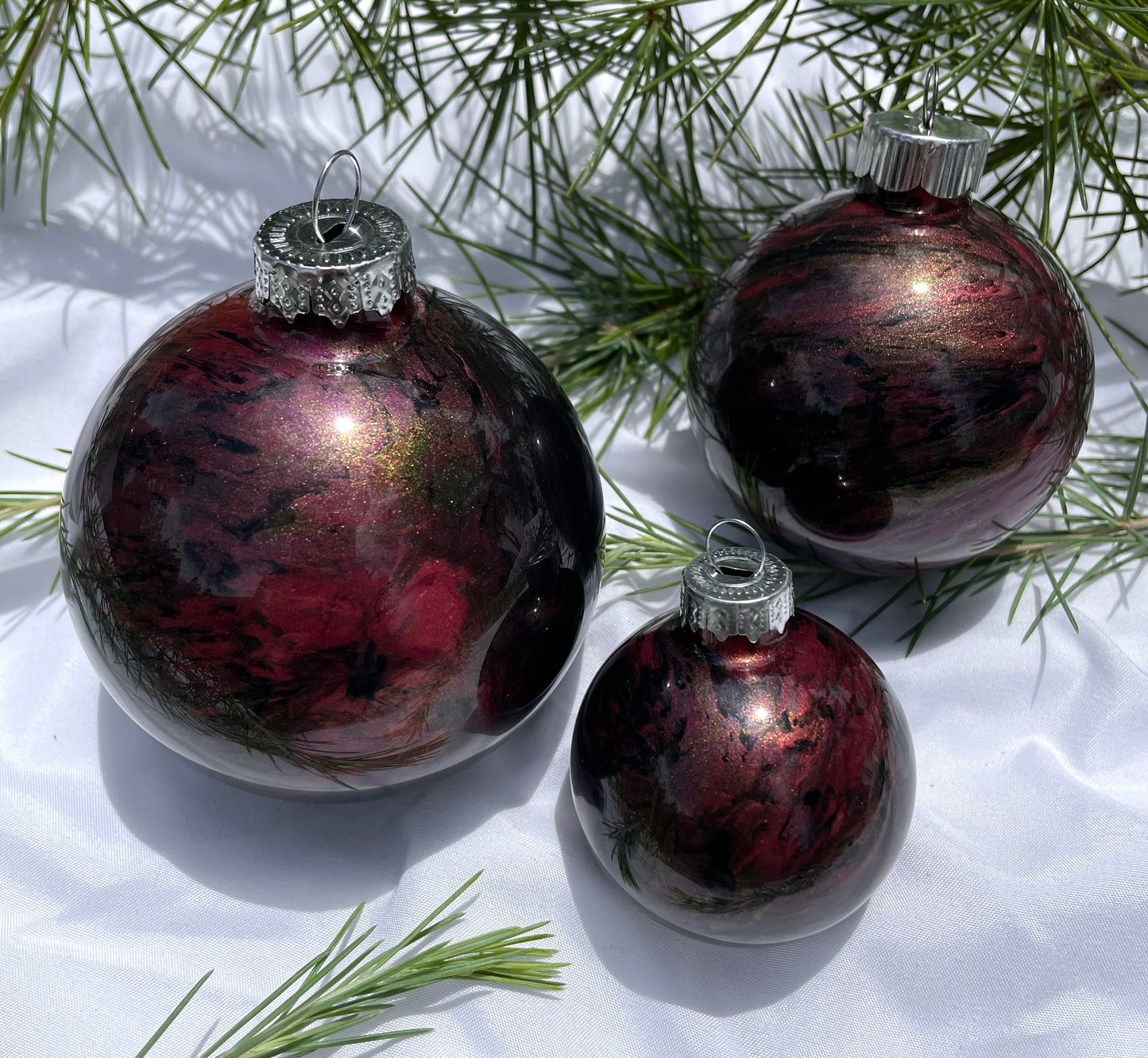 Red Wine Supernova - Hand Painted Glass Baubles